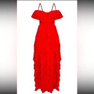 Red | Ruffle Maxi Dress | Size US 4
